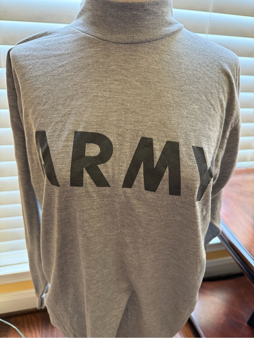 ARMY Grey Mock Neck Long-Sleeve Shirt